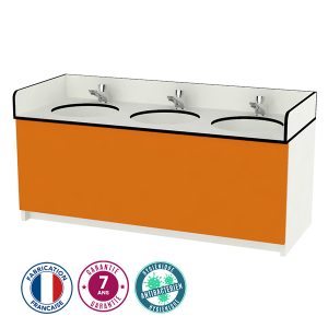 Lavabo-Hauteur-Enfant-3-Postes-Orange